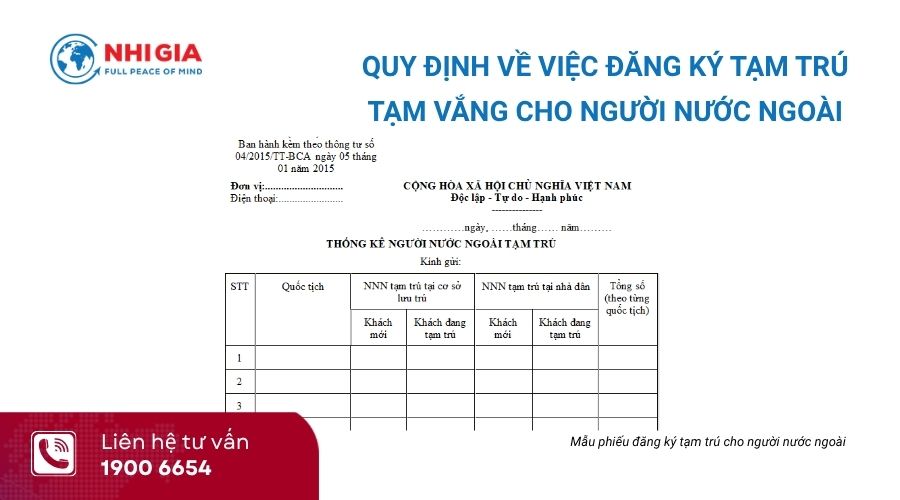 Quy định về việc đăng ký tạm trú tạm vắng cho người nước ngoài