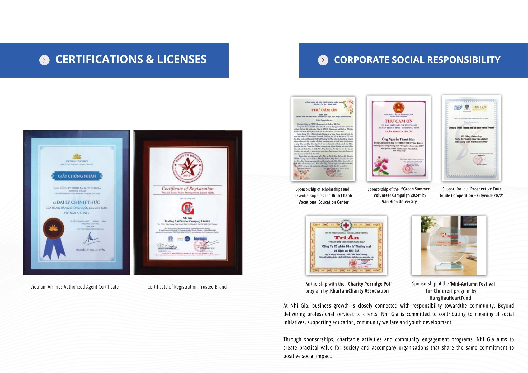 CERTIFICATIONS & LICENSES