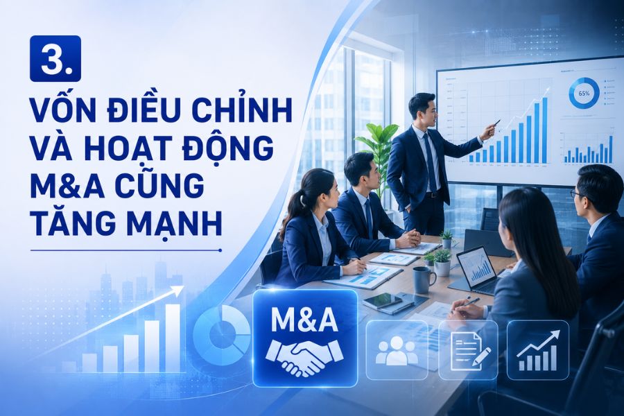 Vốn điều chỉnh và hoạt động M&A cũng tăng mạnh