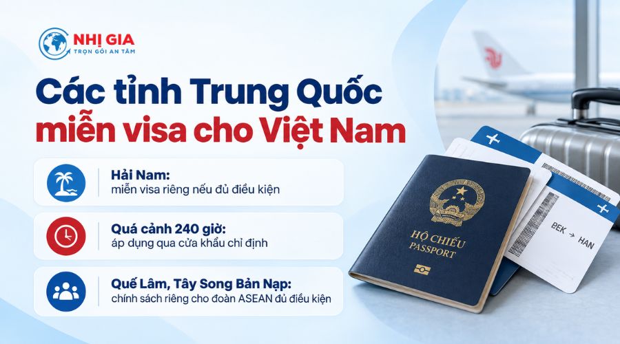 Các tỉnh Trung Quốc miễn visa cho Việt Nam