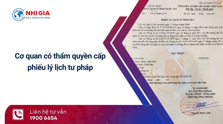 thẩm quyền cấp lý lịch tư pháp